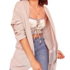 DONNI. Light Gray Open-Front Cardigan